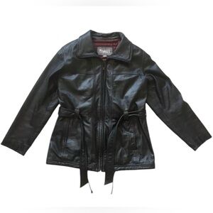 Wilson’s Leather Trench Vintage Leather Jacket Thinsulated w removable hood Sz L